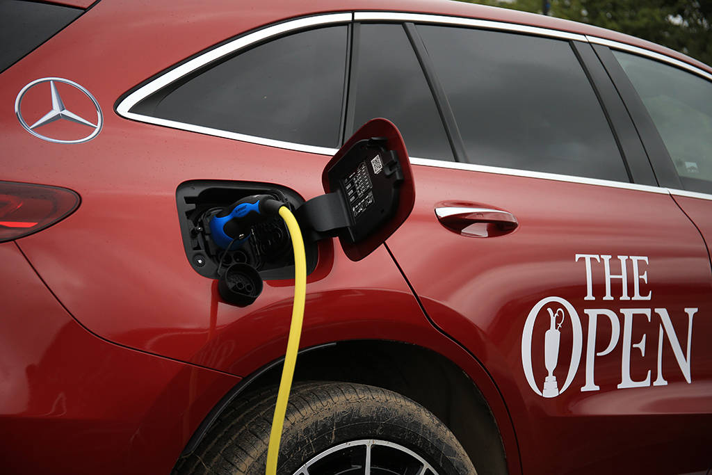 An electric car at The Open